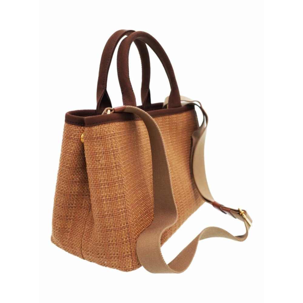 Prada 2WAY Tabacco brown woven straw basket tote bag - Picture 1 of 6
